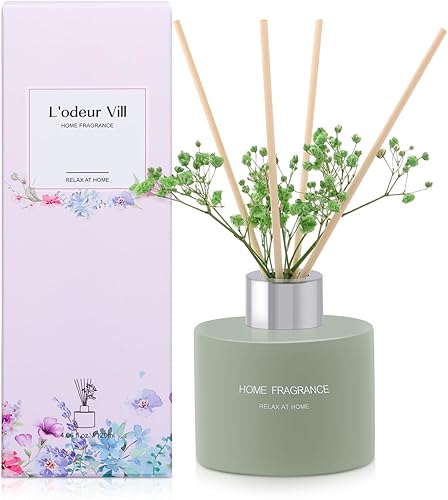 Miniatura 7 de L'odeur Vill Difusor de varillas de 3 piezas, 4.06 onzas (4.1 fl oz) de lino/vainilla/lirio de jazmín, difusor perfumado de aromaterapia con 12