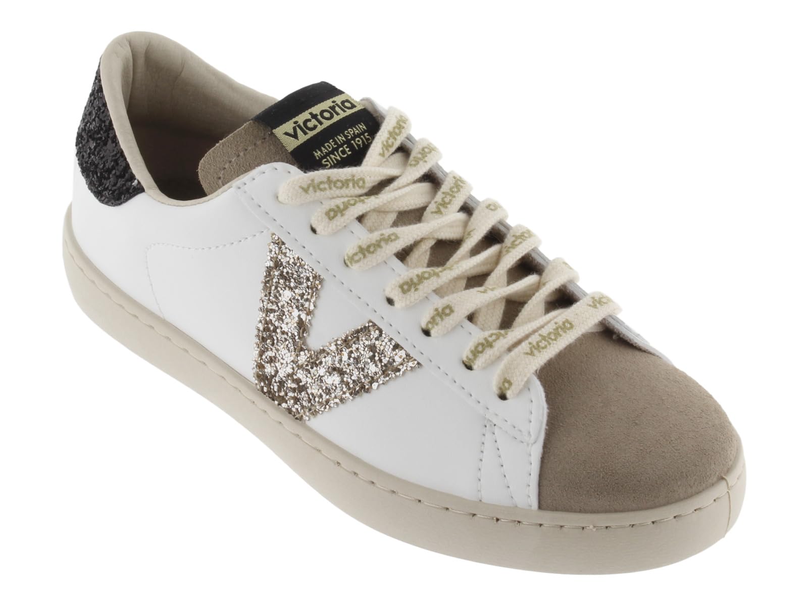 victoria Sneaker Berlin 1126228 | Lederoptik & Glitzer-Einsätze & Veloursleder-Zehe für Damen