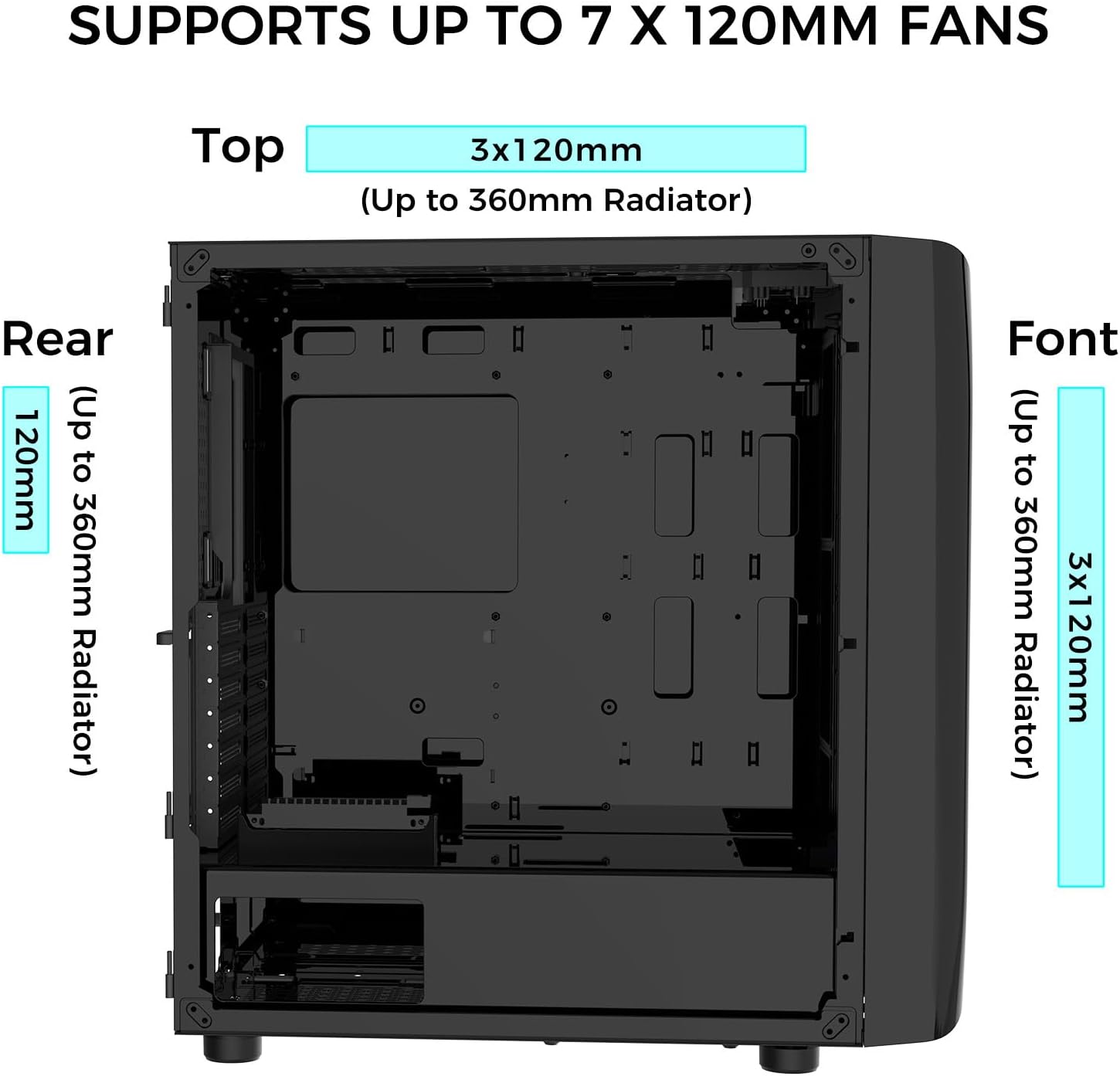 ALSEYE Ai-Pro Black E-ATX Gaming PC Case with Pre-Installed Halo-Pro ARGB Fan LED Strip in Front Panel Tempered Glass Side Panel Supports for 7x120mm Fans & 360mm Radiators (Black)