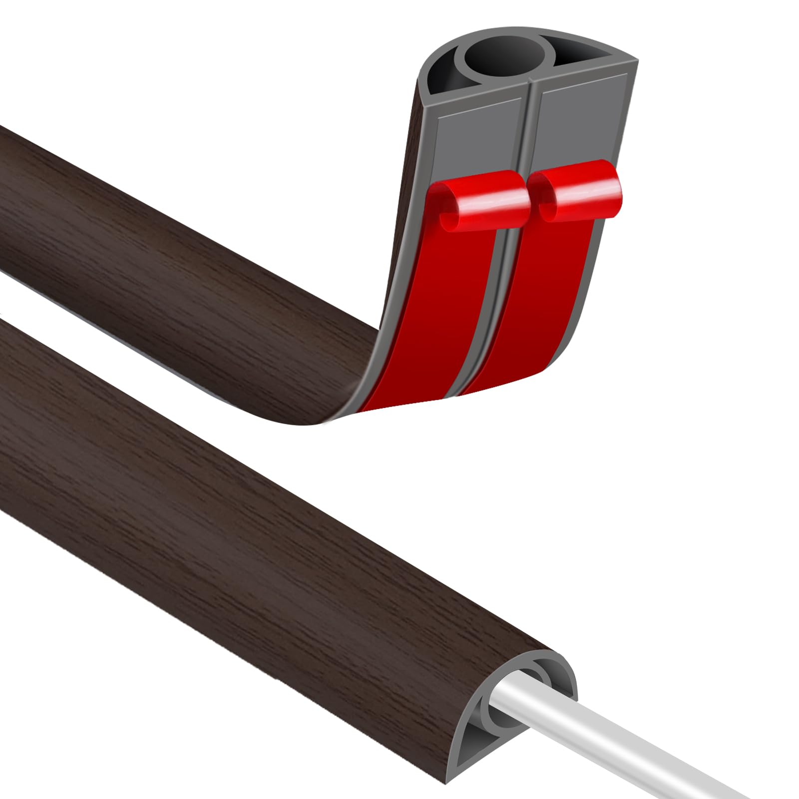 Canaletas para Cables Adhesivas, Madera Pasacables Suelo Goma, Canaleta Cables, para Uso en Oficinas, Escuela, Almacén, Conciertos, Etc, para Proteger Los Cables Evitar Riesgos deTropiezo — view 12