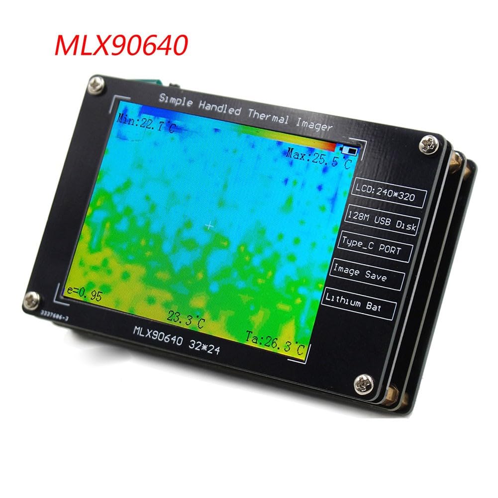 Termometro a infrarossi compatto MLX90640 con display da 28 pollici, risoluzione 320 x 240, memorizza 100 immagini per uso industriale