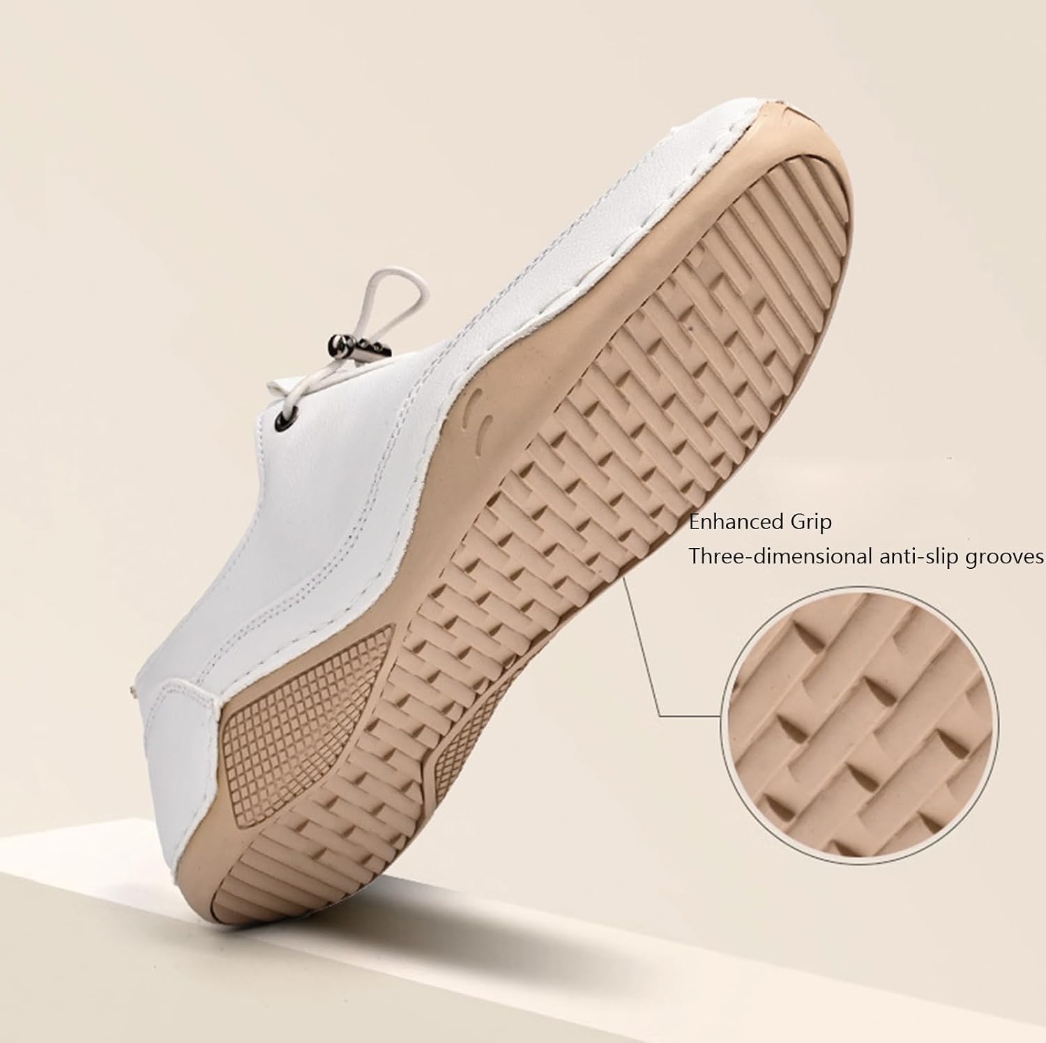 Men's Leather Outdoor Non-Slip Driving Loafers Comfortable Hand-Stitched Soft Casual Shoes Round Toe Lightweight Hiking Shoes