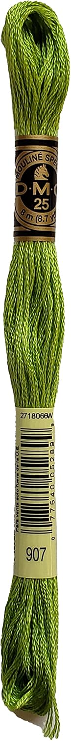 DMC 6-Strand Embroidery Cotton Bundle - Parrot Green Color Family -4 Skeins of Thread - 8.7yd Skeins
