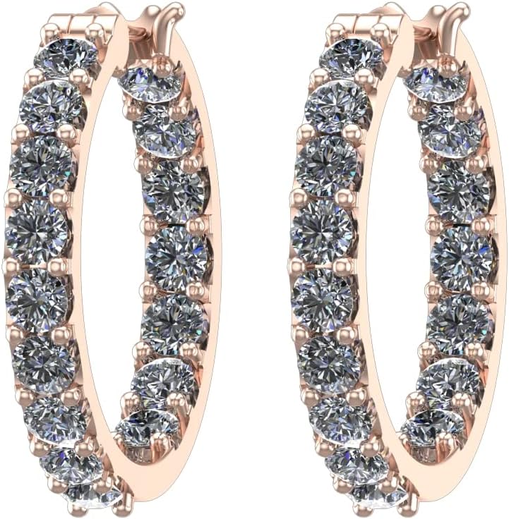 Houston Diamond District 1-6 Carat Inside Outside Diamond Huggies Hoop LAB GROWN Diamond Earrings Oval Shape Ultra Premium Collection (D-F Color, VS2-SI1 Clarity)