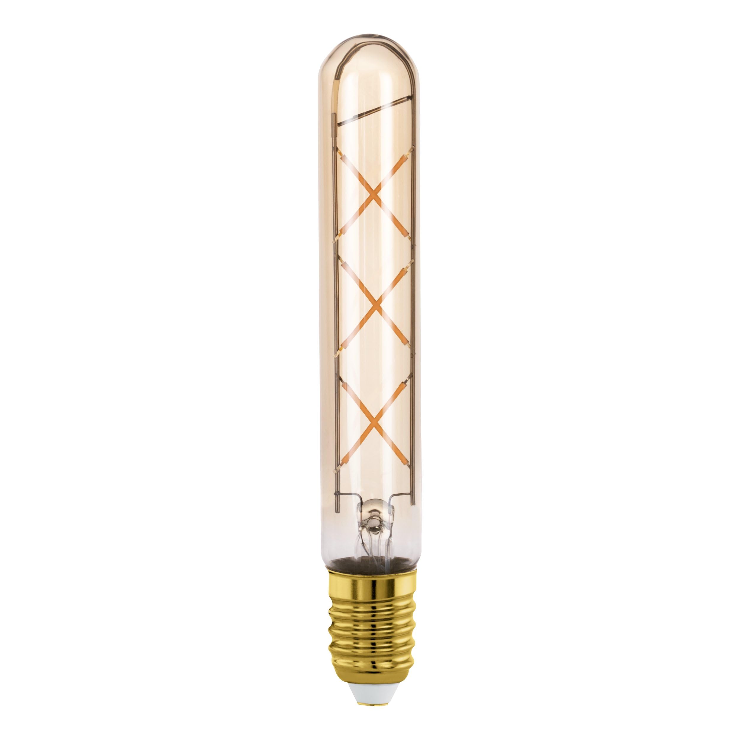 Eglo E27 LED Tube, Amber Vintage Filament Light Bulb, Tubular Edison lamp for Retro Lighting, 4 watt (Equivalent to 32 watt), 350 Lumen, Warm White Glow, 2200 Kelvin, T30, Ø 1.2"