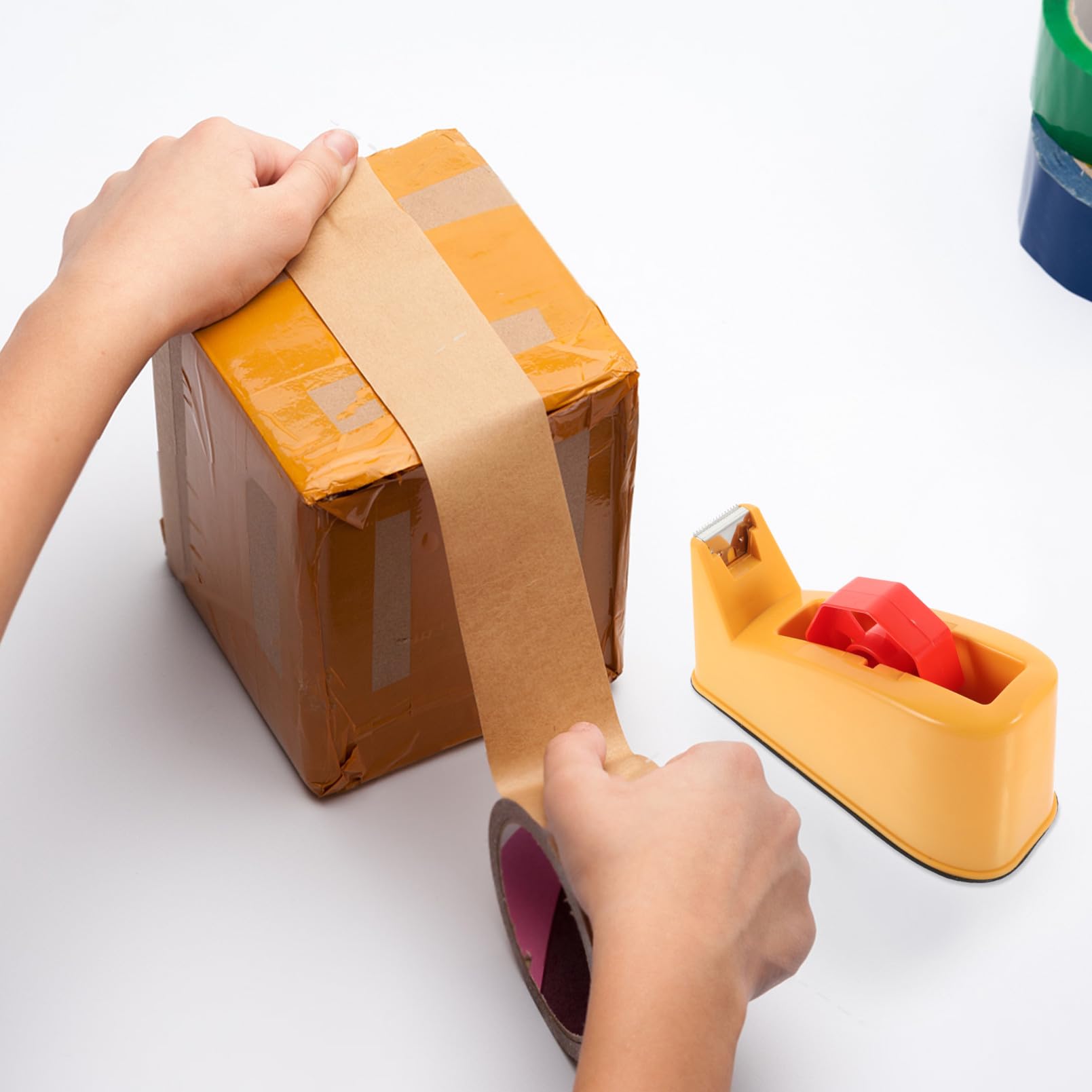 SHINEOFI Klebebandabschneider Mit Handballenpresse Kartonverpackungsgerät Klebebandabroller Und Verschließgerät Für Heim Und Büroverpackungen Metallkonstruktion Langlebig Und Einfach Zu Bed