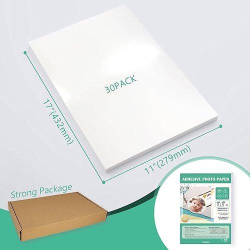 Miniatura 10 de Papel fotográfico autoadhesivo de 8.5 x 11, adhesivo fotográfico brillante para impresora de inyección de tinta, paquete de 100 unidades a granel,