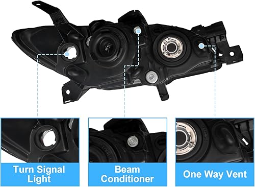 Miniatura 4 de Para Mazda 3 Sedan 2004 2005 2006 2007 2008 2009 Mazda 3 Sedan faro delantero halógeno izquierdo lado del conductor, carcasa negra lente