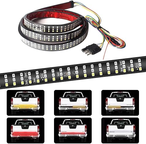 Miniatura 9 de Teguangmei Barra de luz trasera de camión de 48 pulgadas, tira de luz trasera de camión de triple fila LED súper brillante rojoblancoámbar para