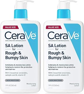 CeraVe SA Lotion for Rough & Bumpy Skin,Vitamin D,Hyaluronic Acid,Lactic Acid,Niacinamide & Salicylic-Acid,Gentle Exfoliating Rough And Bumpy Skin Lotion,19 Ounce,(Pack of 2)