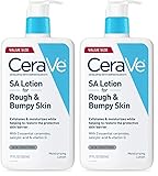 CeraVe SA Lotion for Rough & Bumpy Skin,Vitamin D,Hyaluronic Acid,Lactic Acid,Niacinamide & Salicylic-Acid,Gentle Exfoliating Rough And Bumpy Skin Lotion,19 Ounce,(Pack of 2)