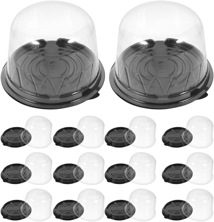 VOSAREA 100pcs Transparent Moon Cake Containers with Dome Lid for Cake Display Muffin and Dessert Packaging for Weddings Birthdays and Holiday Parties