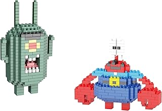EBTY DREAMS Inc. - Set of 2 Plankton, Mr Krabs Educational DIY Model Mini Building Blocks