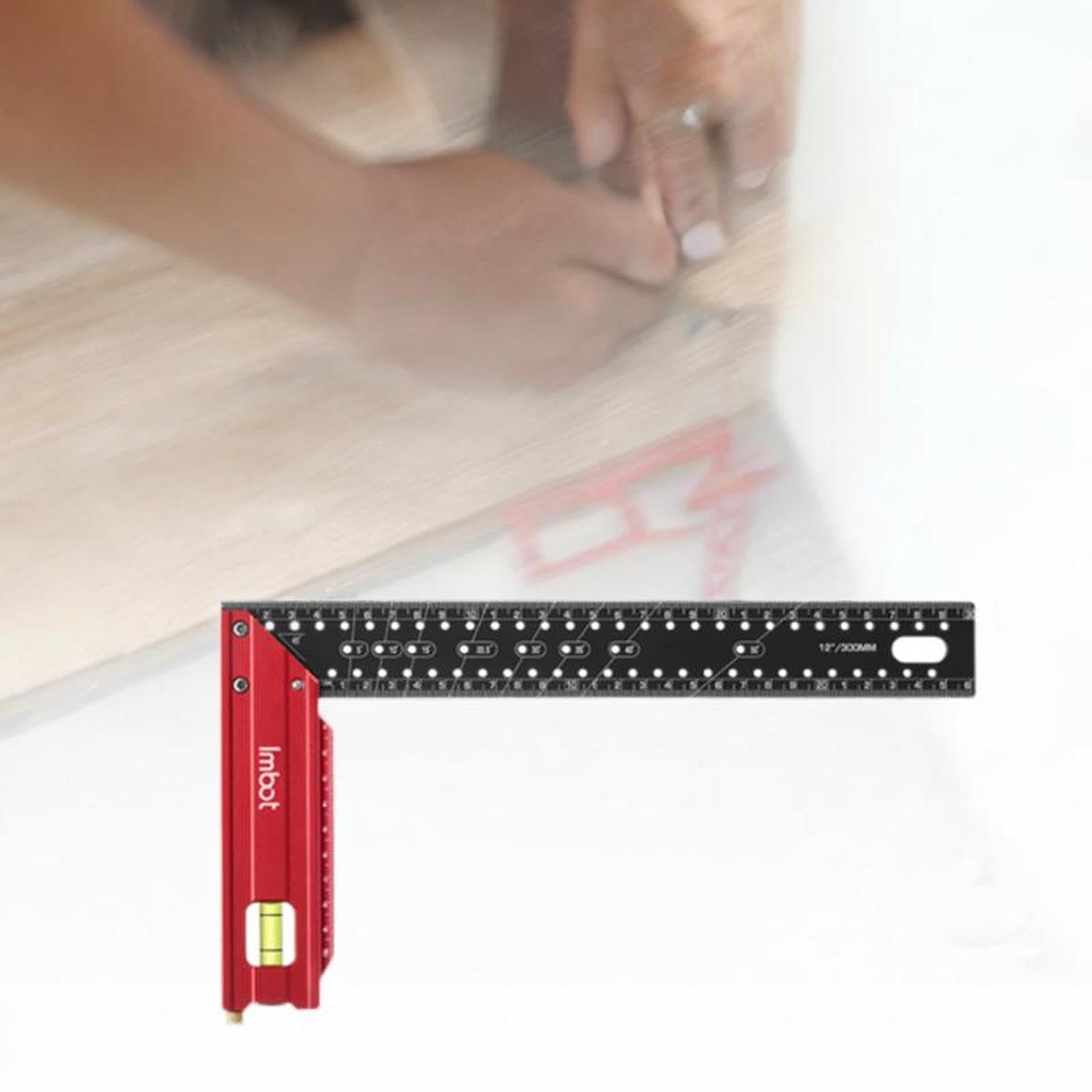 MYCENSE Multifunctional Carpenter L Square Ruler Straight Ruler with Scribing Holes Right Angle Ruler, Length 30cm