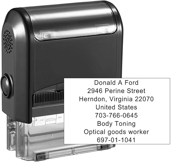 Tampon encreur, personnalisée, 75 x 38 mm, 8 lignes de texte Tampons en