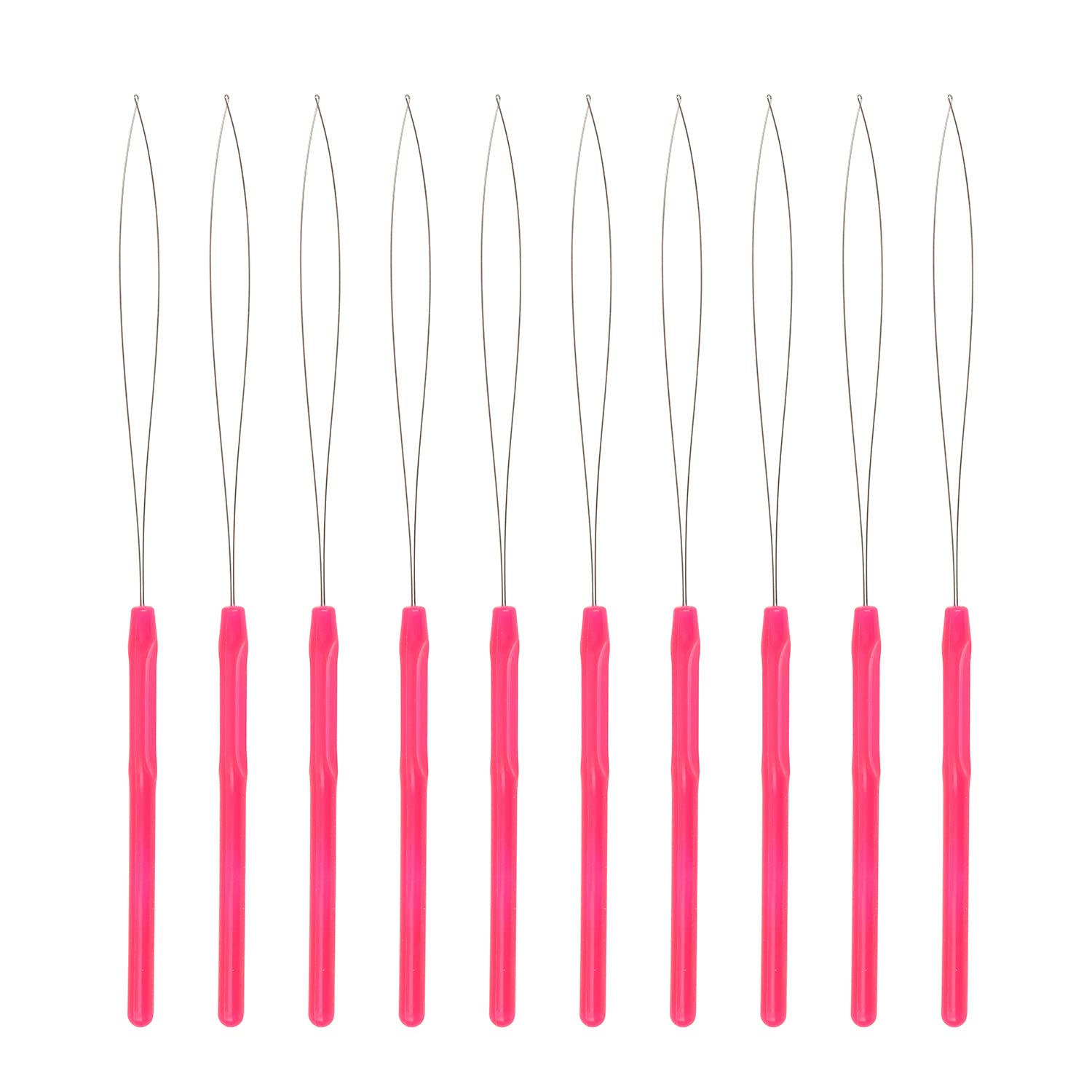 Photo 1 of 10 Pcs Hair Extension Loop Needle Threader Pulling Hook Tool and Bead Device Tool for Hair Extensions (Rose Red)