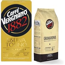 Caffe Vergnano Gran Aroma Whole Bean Coffee, 2.2 lb & Riserva Torino 100% Arabica Medium Roast Espresso Capsules, 10 Count, Compatible with Nespresso Original Machines
