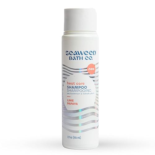 Seaweed Bath Co. Champú para el cuidado del calor, aroma a papaya de lima, 12 onzas, algas cosechadas de forma sostenible, espino cerval de mar,