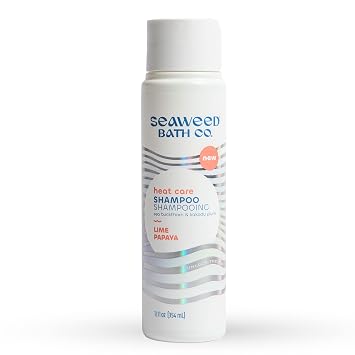 Seaweed Bath Co. Heat Care Shampoo, Lime Papaya Scent, 12 Ounce, Sustainably Harvested Seaweed, Sea Buckthorn, Kakadu Plum, For Heat Damaged Hair