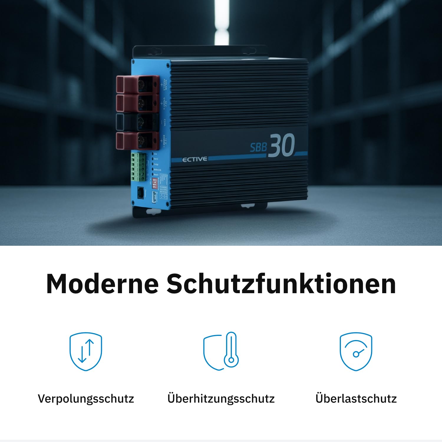 ECTIVE SBB 30 Solar-Ladebooster 30A 12V 250Wp MPPT Solarladeregler DC-DC Ladegerät AGM Gel Nass LiFePO4 Wohnmobil