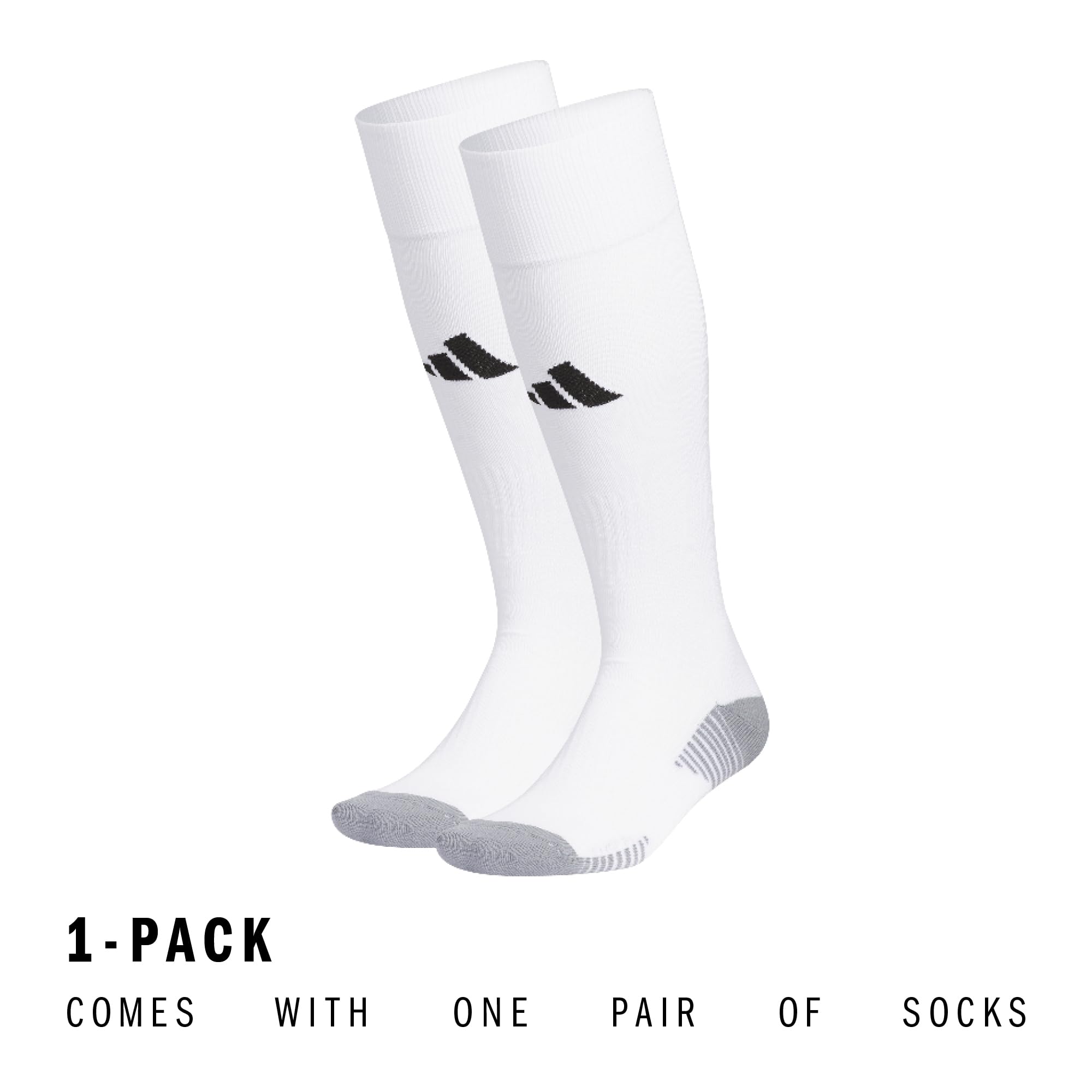 adidas Copa Zone Cushion 5 OTC, Soccer, Mens Compression Workout Socks, Over The Calf, White/White, Large