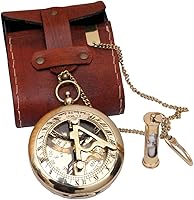 Vista 1 de Handcrafted Vintage Brass Sundial Compass – Antique Nautical Sun Clock with Leather Case – Engraved Collectible Gift for Him – Ideal for