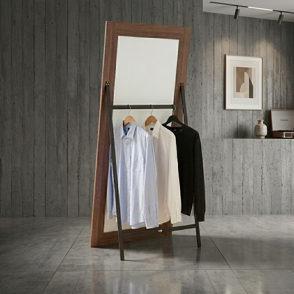ARHome Specchiera da Terra con Staffa Classic, 180 x 78, Noce, Specchio figura intera, Made in Italy
