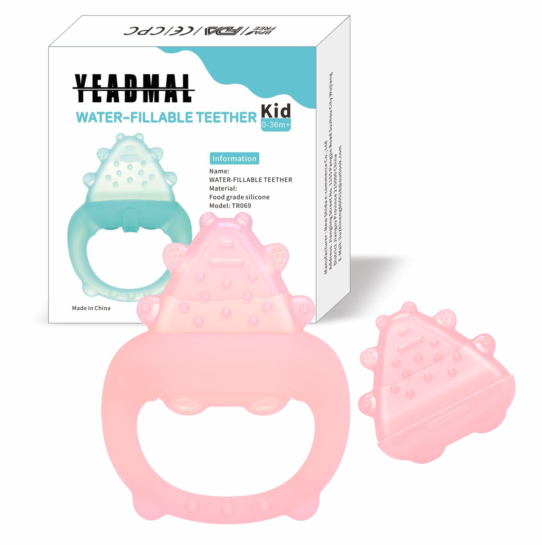 Baby Beißer Spielzeug, Wasser füllbare Baby Beißen Relief, Kühlt, Massagen schmerzendes Zahnfleisch, Kein Chill Griff, BPA-freies Silikon Beißen Spielzeug (Pink)