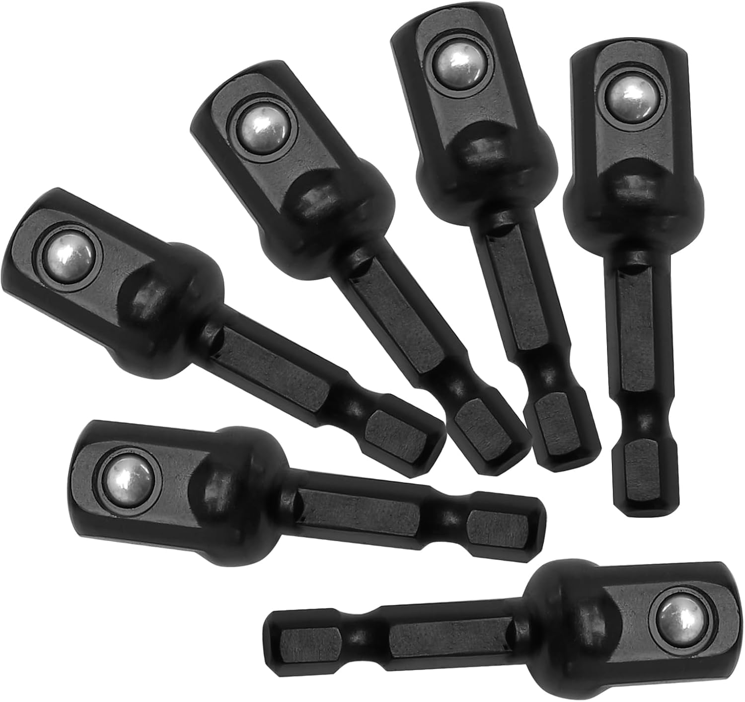 10 Pack 1/2 Inch Square Impact Adapter Bit, Hex Impact Socket Adapter for Drills, Socket Adapter Kit for Impact Driver, Automotive DIY - Black