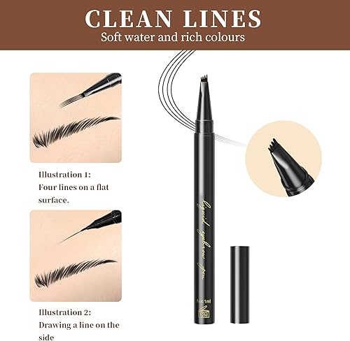 Miniatura 4 de Lápiz de cejas, con aplicador de micro horquilla, pluma de cejas, de larga duración, impermeable, resistente a las manchas, lápiz de microblading de