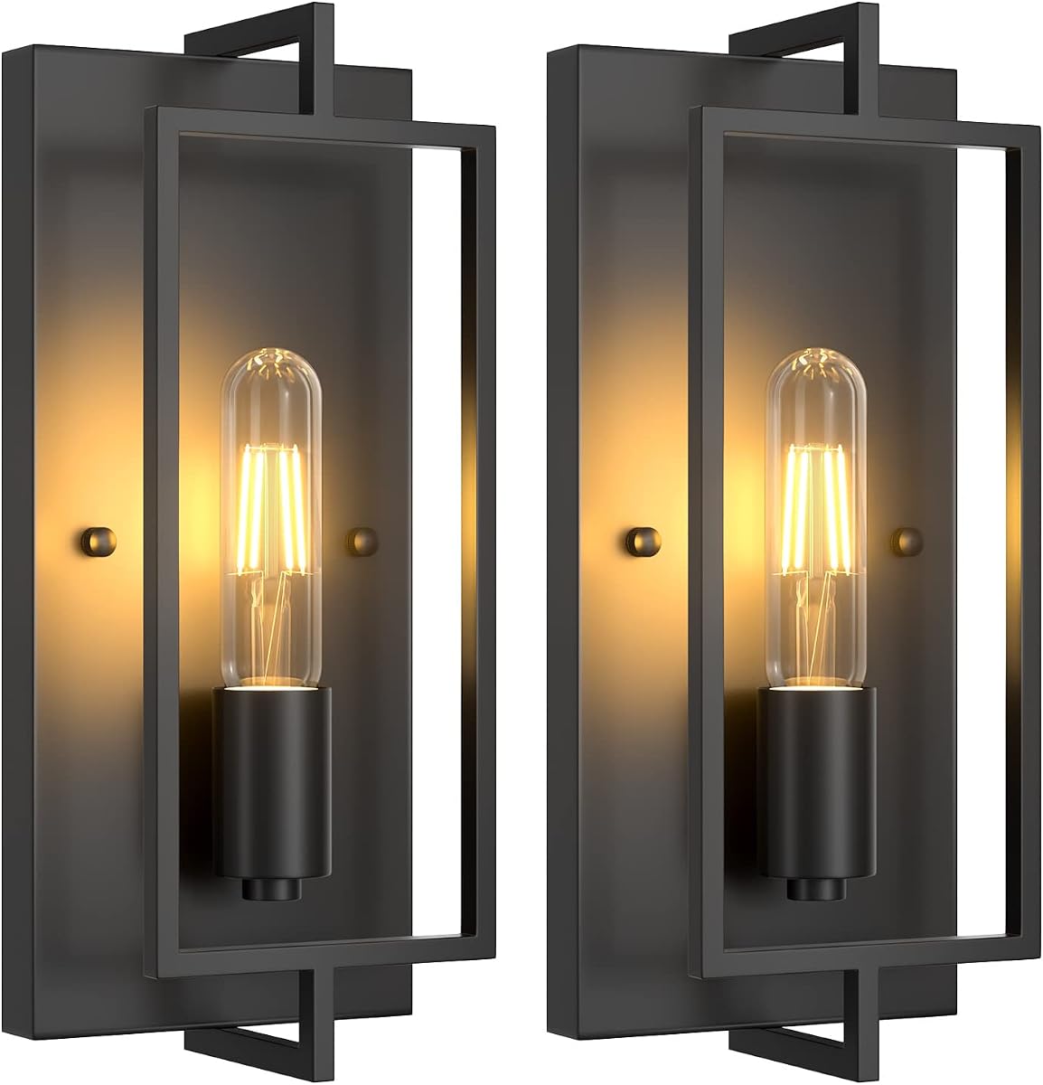 Farmhouse Black Wall Sconces, Vintage Wall Sconces Lighting Set of 2, Indoor Rustic Hardwired Wall Decor for Living Room Bedroom Hallway