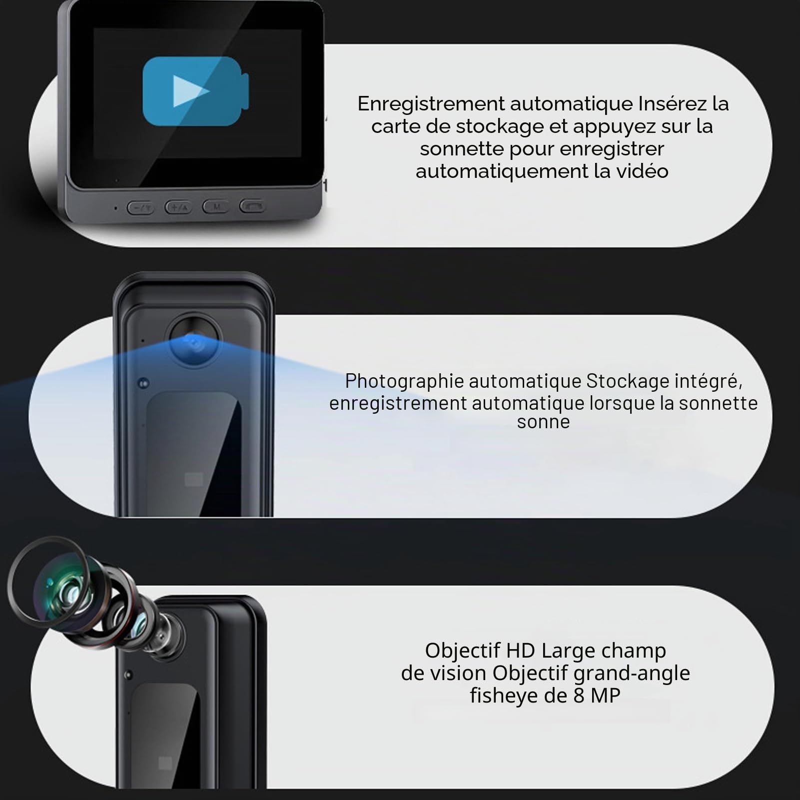 Annadue Visiophone sans Fil WiFi, Caméra de Sonnette 1080P avec Moniteur, Système D'interphone Vidéo avec Sonnette Vidéo à Vision Nocturne pour la Surveillance à Domicile