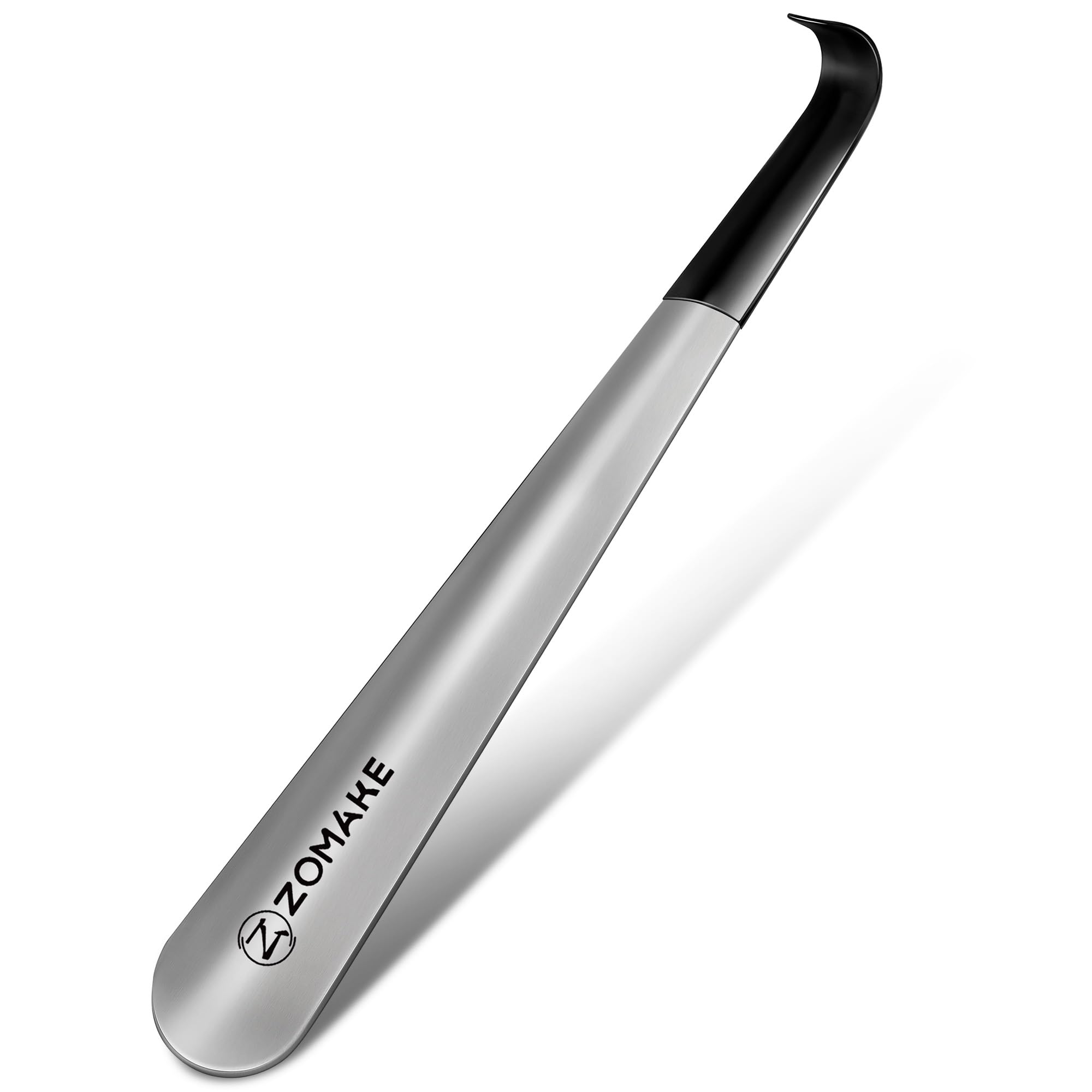 ZOMAKE Łyżka Do Butów Metalowa Długa 42cm,Długa Łyżka Do Stóp Ze Stali Nierdzewnej - Srebrna Łyżka Do Stóp Długa Stajnia Z Gumowym Rękawem Dla Seniorów