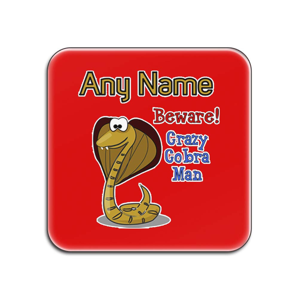 Sous-verres Crazy Cobra Man rouge carré brillant personnalisable de table