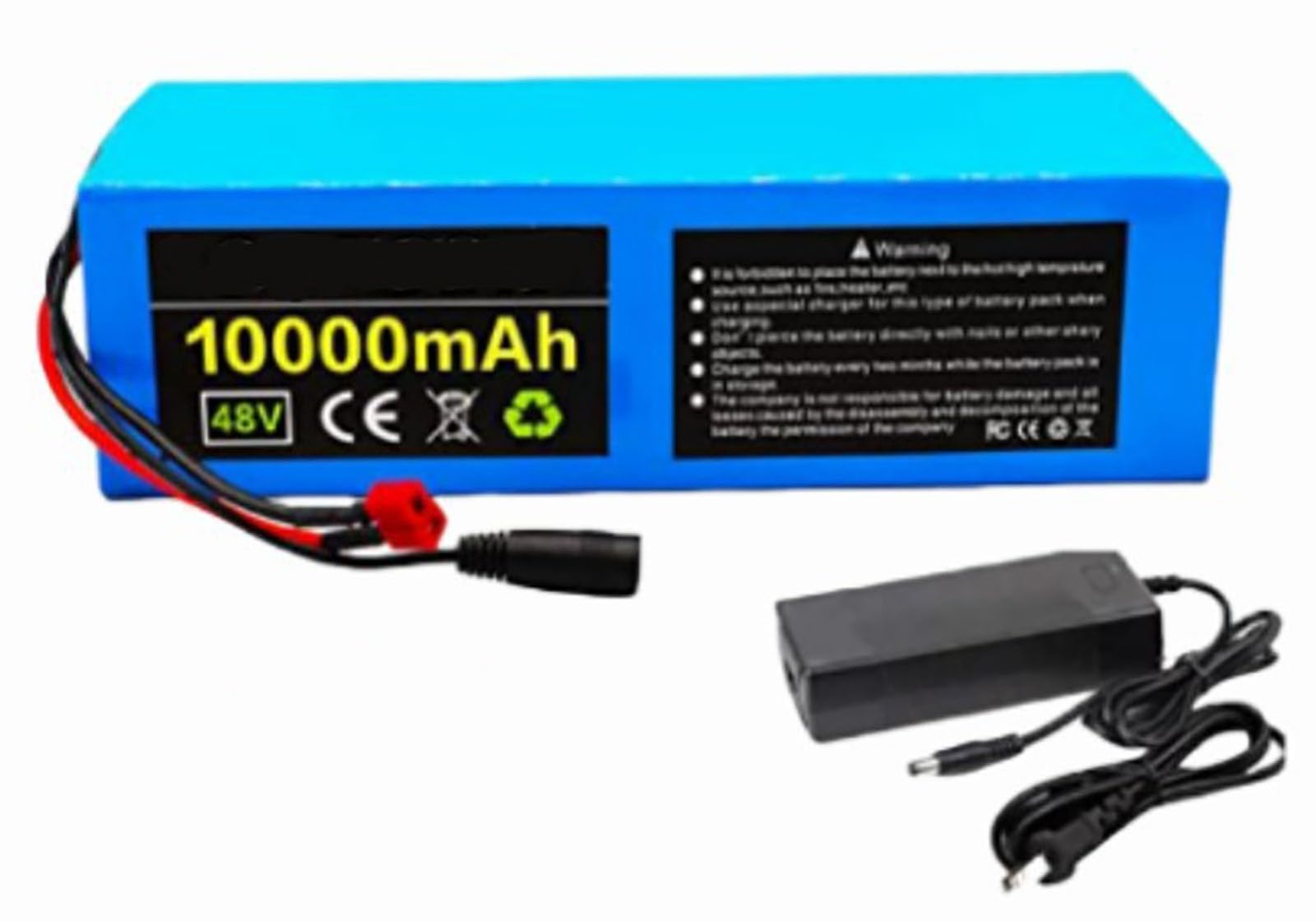 Batteria Ebike 48V 10Ah Batteria Per Bicicletta Elettrica 48V 13S3P Batteria Impermeabile PVC Con Caricabatteria 48V 10Ah,XT60+DC