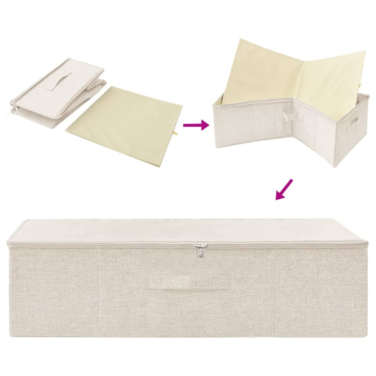 Aufbewahrungsboxen 2 Stk Spielzeugkiste, Aufbewahrungskiste, Kleideraufbewahrung, Kleideraufbewahrung & Organisation, Stoff 70x40x18 cm Creme