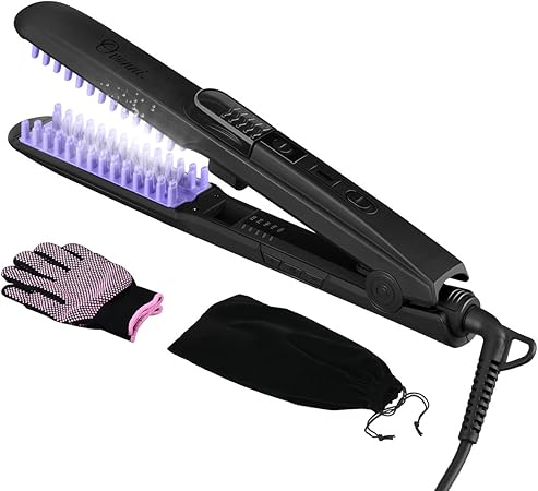 Amazon Ovonni スチーム ヘアアイロンブラシ マイナスイオン ストレート ブラシアイロン プロ仕様 携帯 櫛型ヘアストレート 静電気防止 スプレー 髪の毛 保湿 抗熱傷 耐熱手袋 収納袋付き 一年保証期間 Ovonni ヘアアイロン