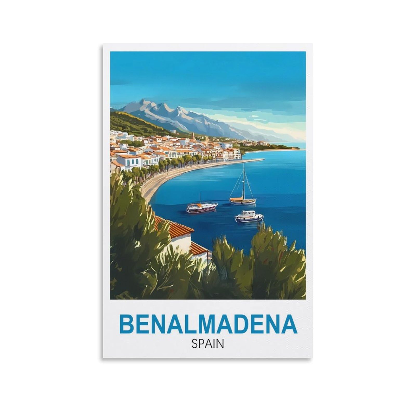 XLLYXYGJQ Benalmadena Spain Vintage Travel Poster 08x12inch(20x30cm) Canvas Wall Art Poster Print Artwork Painting Picture for Home Decoration Living Room Office Bedroom