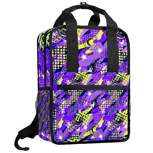 Sac à dos géométrique multicolore avec bretelles ajustables