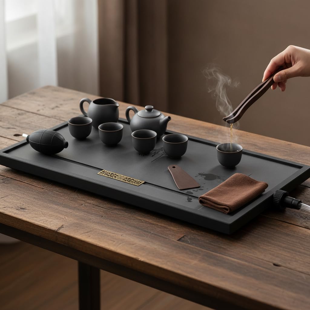 Teetablett aus Kunststein mit Ablauf