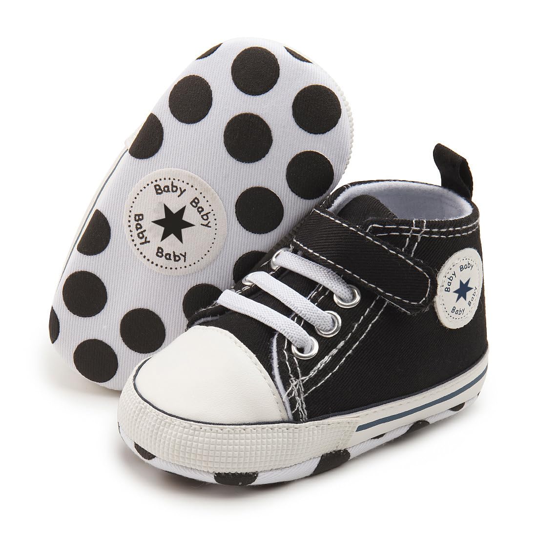 KKIIDDSS Unisex Baby Girls Boys Canvas High-top Shoes, Newborn Infant Anti-Slip Soft Sole Frist Walking Breathable Sneakers