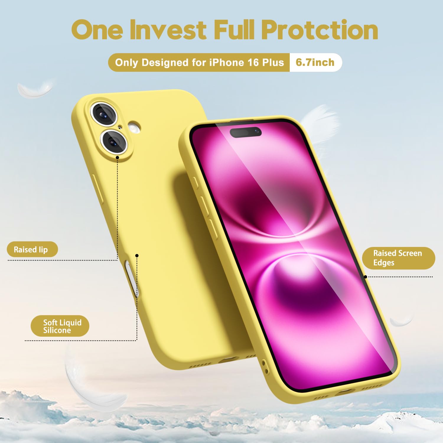 oakxco for iPhone 16 Pro Max Case Liquid Silicone, Soft Rubber Gel Elegant Aesthetic Basic Simple Cover, Cute Thin Slim TPU Matte Solid Color Plain Smooth Case for Women Girl, Light Pink — view 1127