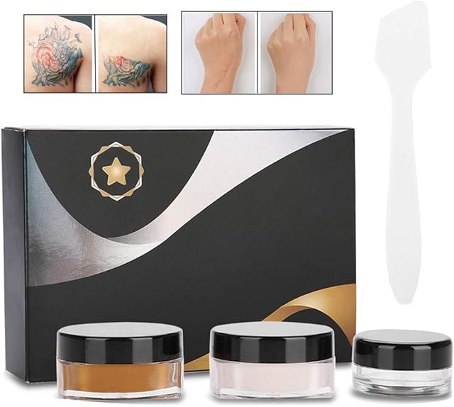 Zetiling Tattoo Concealer, Professional Scar Tattoo Concealer Vitiligo Hiding Spots Makeup Cover Cream Set for Vitiligo Spots Birthmarks
