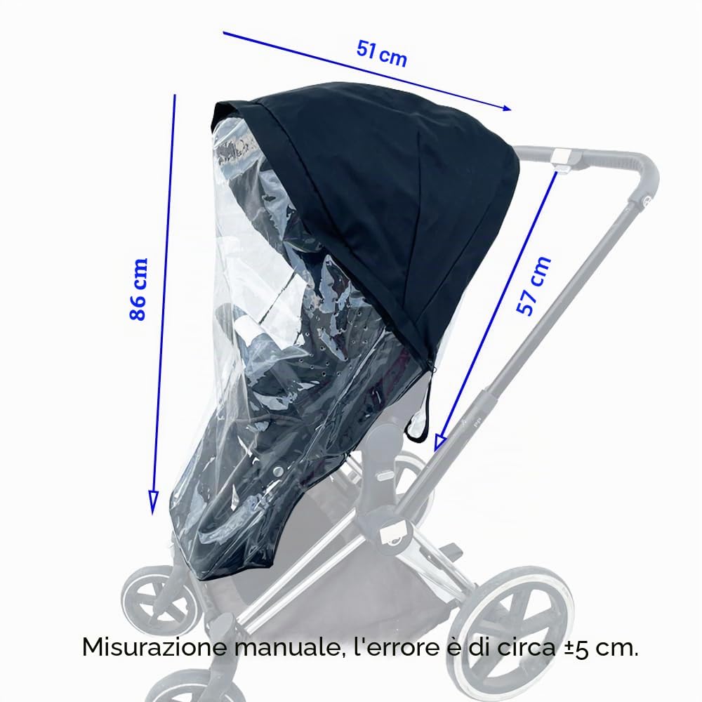 Copertura antipioggia per passeggini compatibile con passeggini Cybex Priam & Mios e Balios, accessori per passeggini Copertura antivento, scudo anti-intemperie EVA trasparente con ampio spazio