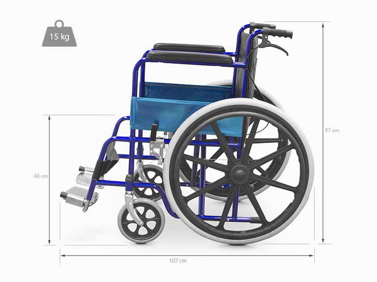 Quirumed Sedia a rotelle pieghevole in acciaio con freni