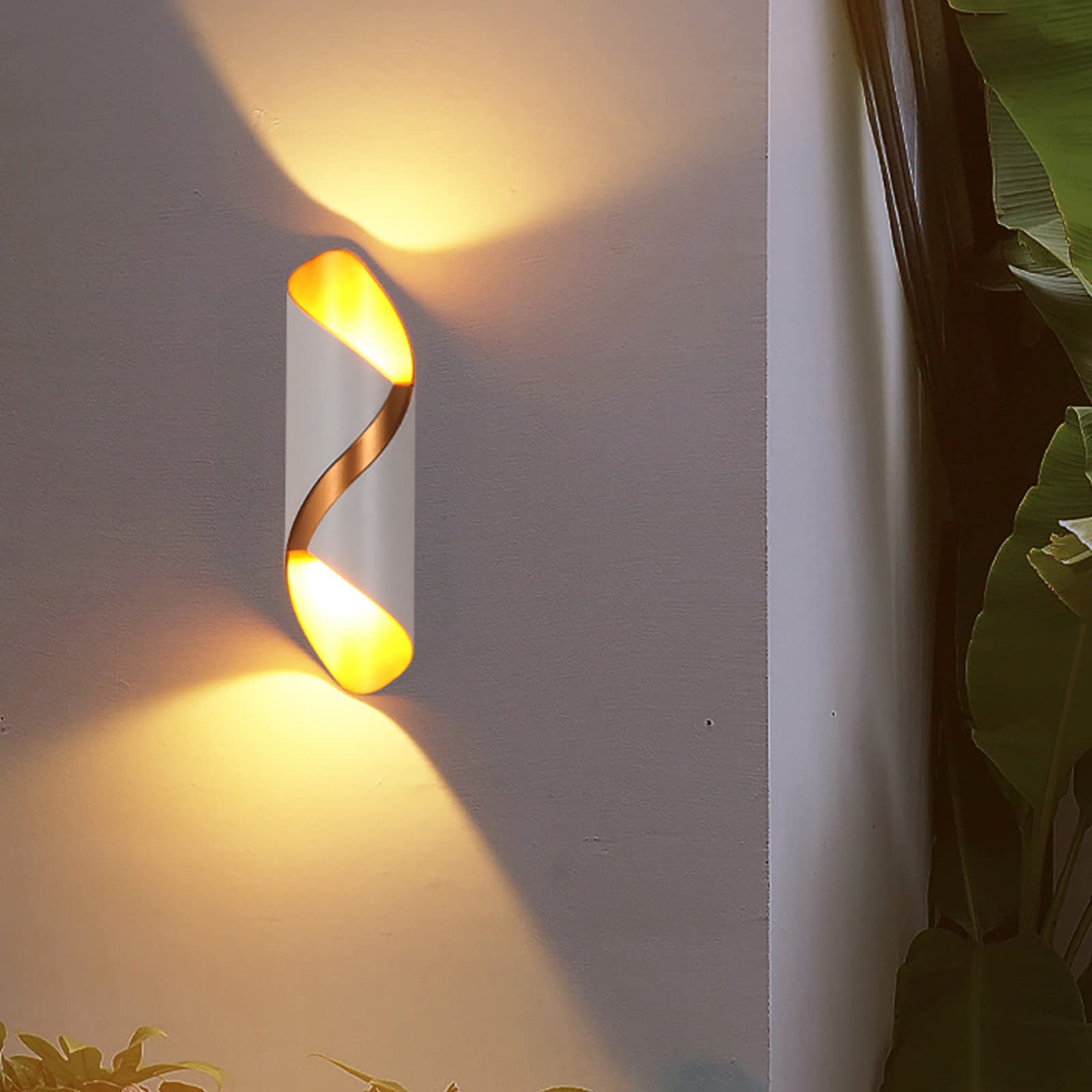 Spiralne oświetlenie kinkietowe LED, 10W wtykowe oprawy oświetleniowe naścienne, ciepła biel 3000K Led w górę i w dół na ganku Kinkiet do salonu Sypialnia Przedpokój Schody Łazienka