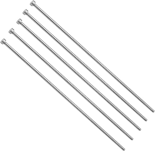 Pin de eyector recto, punta redonda, 8.0 in, longitud total de acero, 18 pulgadas de diámetro del vástago 65 Mn color gris plateado, 5 unidades