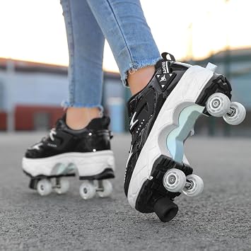 Roller Skate Shoes for Girls,Wheelies Boys Adult Parkour Quad Roller Shoesroller Skate Women Outdoor Sneaker