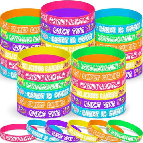Bracelets en silicone Candyland Giegxin : lot de 36 élastiques colorés pour anniversaire enfant