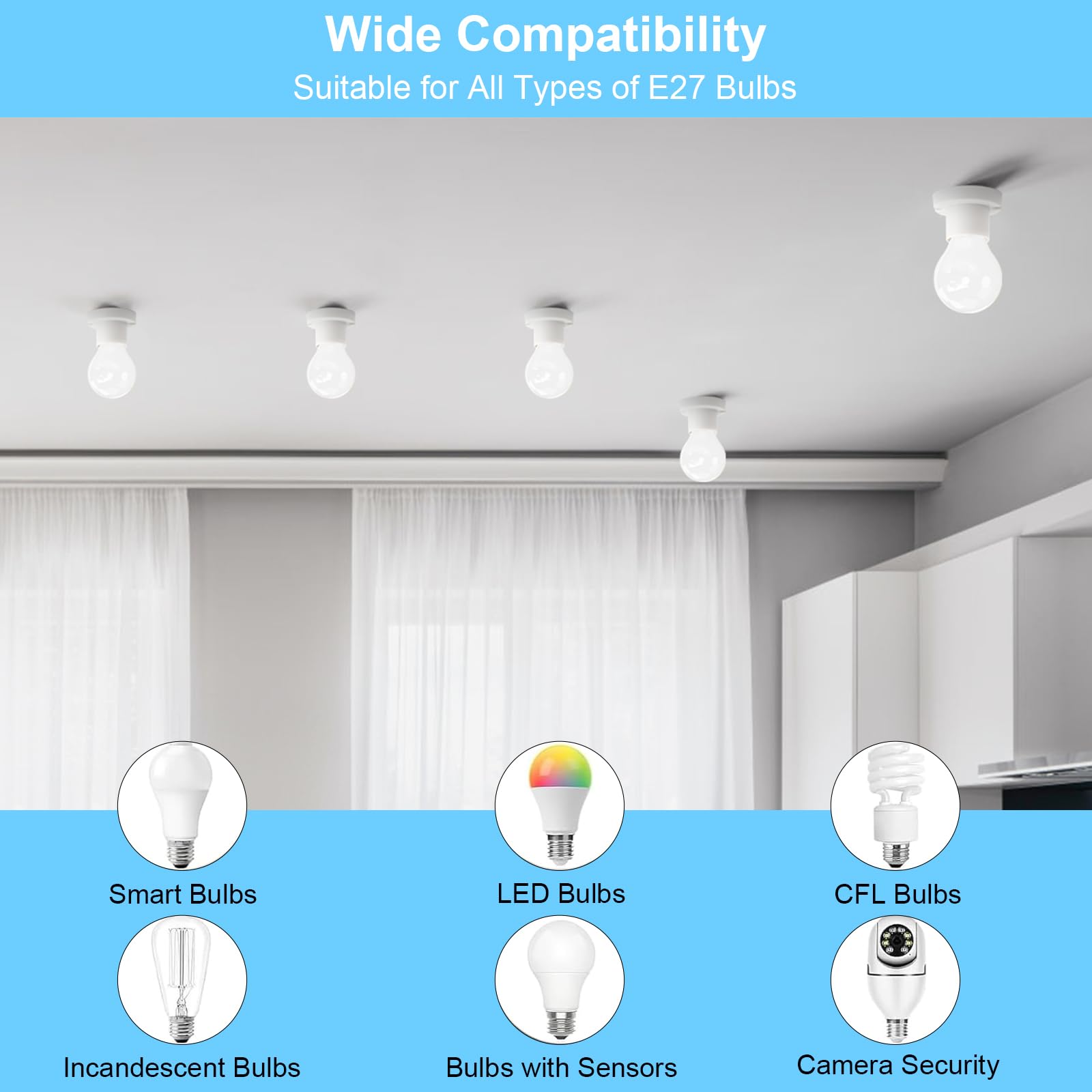 DAWRIS 4 piezas de portalámparas impermeables E27 con destornillador de cruz, portalámparas E27 de plástico ABS para techo para lámparas E27 para pasillos, balcones, sótanos, garajes (blanco)